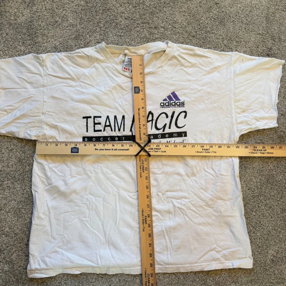 Vintage Adidas Team Magic Soccer Academy T-Shirt White Large Made in USA 90s